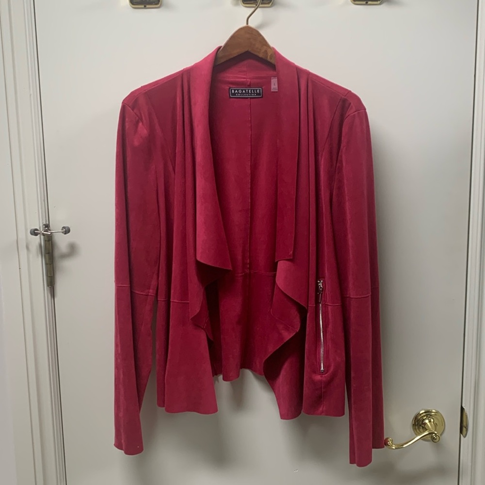 Hot Pink Bagatelle Faux Suede Jacket. Size L.